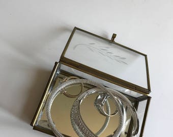 Vintage brass and glass jewelry box