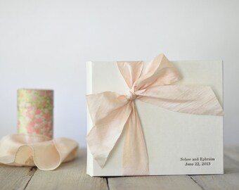 Personalized Wedding Photo Album - Wedding Book - Silk Dupioni Bow by Claire Magnolia