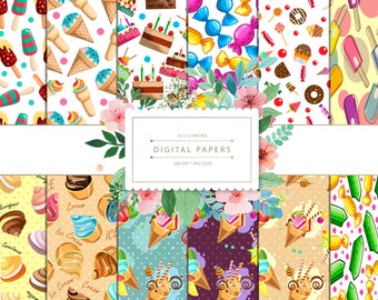 DIGITAL PAPERS Seamless pattern with candies and sweets | graphic resources printable, scrapbook papers, background design, instant download