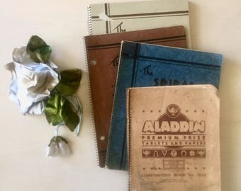 Vintage Homework Journals 1940's - Set of 4