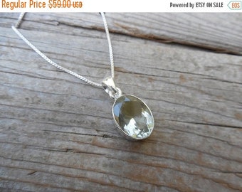 ON SALE Green amethyst necklace handmade in sterling silver 925