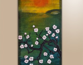 Sakyra- April 2015 Wall Art Decor, Contemporary Modern Original Textured Acrylic Painting on Wood