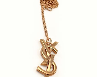 Pendant authentic Yves Saint Laurent - Vintage - Logo YSL + Chain