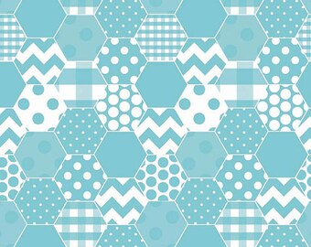 04425 - Riley Blake Hexi print in Aqua color cotton fabric - 1/2 yard