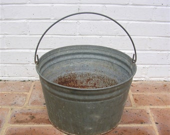Antique Vintage Galvanized Bucket With Metal Handle Antique Vintage Milk Pail Farmhouse Find