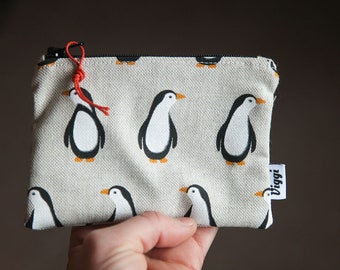 boy wallet / penguin coin purse / money pouch / small zipper pouch / cute