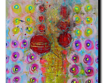 Art Painting Canvas painting ORIGINAL ABSTRACT PAINTING on canvas Focus Points 36''x36'' Acrylic on Canvas
