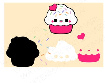 Cute Cupcake With Face Cutout Files for Cricut SVG and Silhouette Studio File Cut Out Stencil Decal Logo SVGS Fantasy Face Decoration