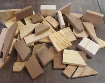 Wood Building Blocks Scrap Sanded Natural Oak Pine Cherry Walnut Kids Toddlers Child Wooden Craft Architecture Per Pound Lb Enkore Bloks