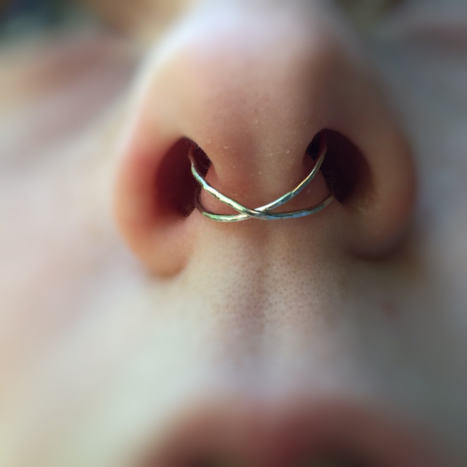 Fake Septum Ring Sterling Silver Septum Cuff Faux Septum Clip on
