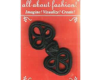 Vision Trims Frog Black Flower Heart Sweater Shawl Coat Fastener Closure