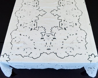 Extra Large Vintage Linen Banquet Tablecloth and 24 Napkins, 180" Long White #makeforgood