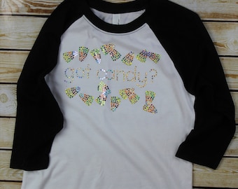 Girls Sparkly Halloween Child's Kid Baseball Tee Shirt
