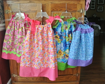 End of Season Sale on In Stock Pillowcase Dresses of Little Girls, Toddler, and infants