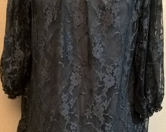 Gray or black lace tunic dress