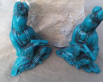 Kwan Yin Turquoise Statue 5 inches Tall Resin