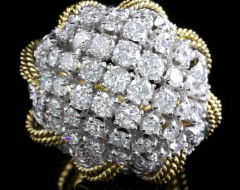 Diamond Boule Bombe Ring Platinum 18ct Gold 6ct of Diamonds
