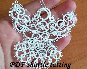 WHITE ANGEL. PDF Original Shuttle Tatting Pattern. Anioł. Frywolitka. Instant Digital Download. Tatting yourself. xmas gift.