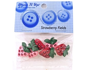 Jesse James Dress It Up Strawberry Fields Glitter Novelty Buttons