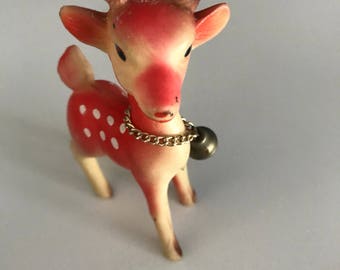 Vintage Small 50s 60s Rubber Reindeer Glitter Antlers