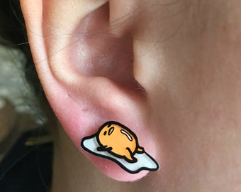 Gudetama Earrings Shrink Plastic Jewelry Handmade Lying Down