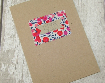 Liberty Print Fabric Thank You Card
