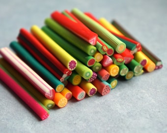 Fruit Fimo Canes Rods Sticks Bright Food Colors Lot Set