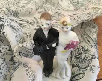Vintage Antique 1920’s Wedding Cake Topper Charming Japan