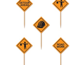 Construction Party Cupcake Picks/Construction Party Food Picks/Construction Party Cake Picks 12 Ct