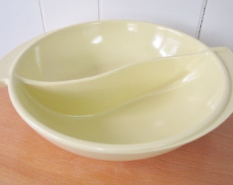 vintage melmac divided bowl pale yellow