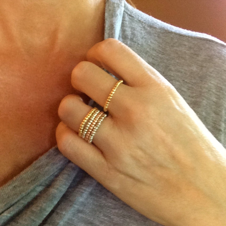 Stretch Ring Beaded Ring Stack Ring TriColor Ring Midi Ring