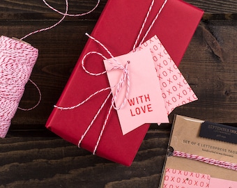 With Love Gift Tags : Set of 6 Letterpress Gift Tags
