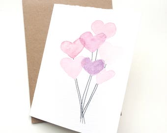 Your Love Takes Me High Card • Valentine's Card • Hand Painted • Heart Balloon Watercolor • Anniversary Card • Love Card • Made in Denver