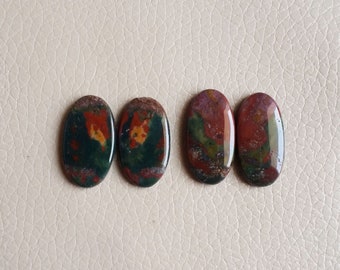 Bloodstone, 02 Pair of Bloodstone, Bloodstone Pair Size 28x15x6, 27x16x5 MM Approx. Bloodstone Cab Weight 59 Carat Gemstones, Earring Pair.