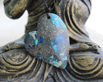 Jasper and pyrite necklace"shield" - Jasper - Heart Necklace "