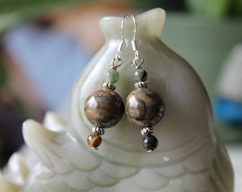 Round Tourmaline Earring, sterling silver hook
