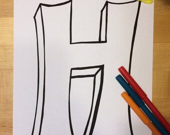 coloring letter h etsy