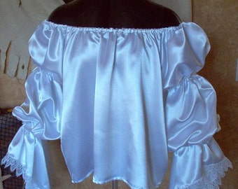 White Satin Renaissance Pirate Shirt Chemise Poet Blouse Top Can Be Made In Other Colors
