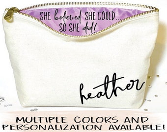 Graduation gift, Personalized makeup bag- Canvas cosmetic bag- gifts for graduation - Zipper pouches - make up bag- graduation gift for
