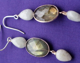 Labradorite and Jadeite earrings.