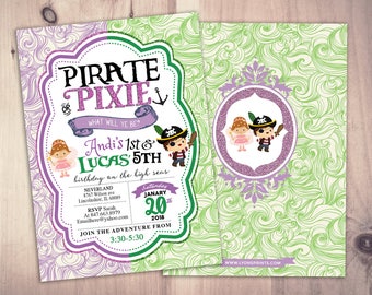 PiratesPrincess Pixie Party Invitations Pirate Princess