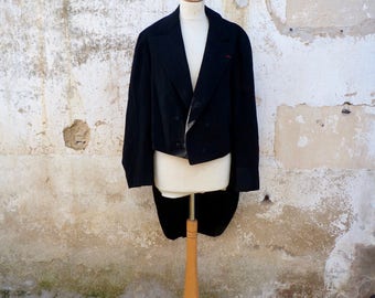 Vintage 1910/1930 French men tuxedo tail double breast size L