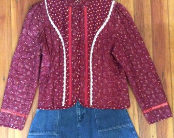 1970s burgundy calico print jacket.