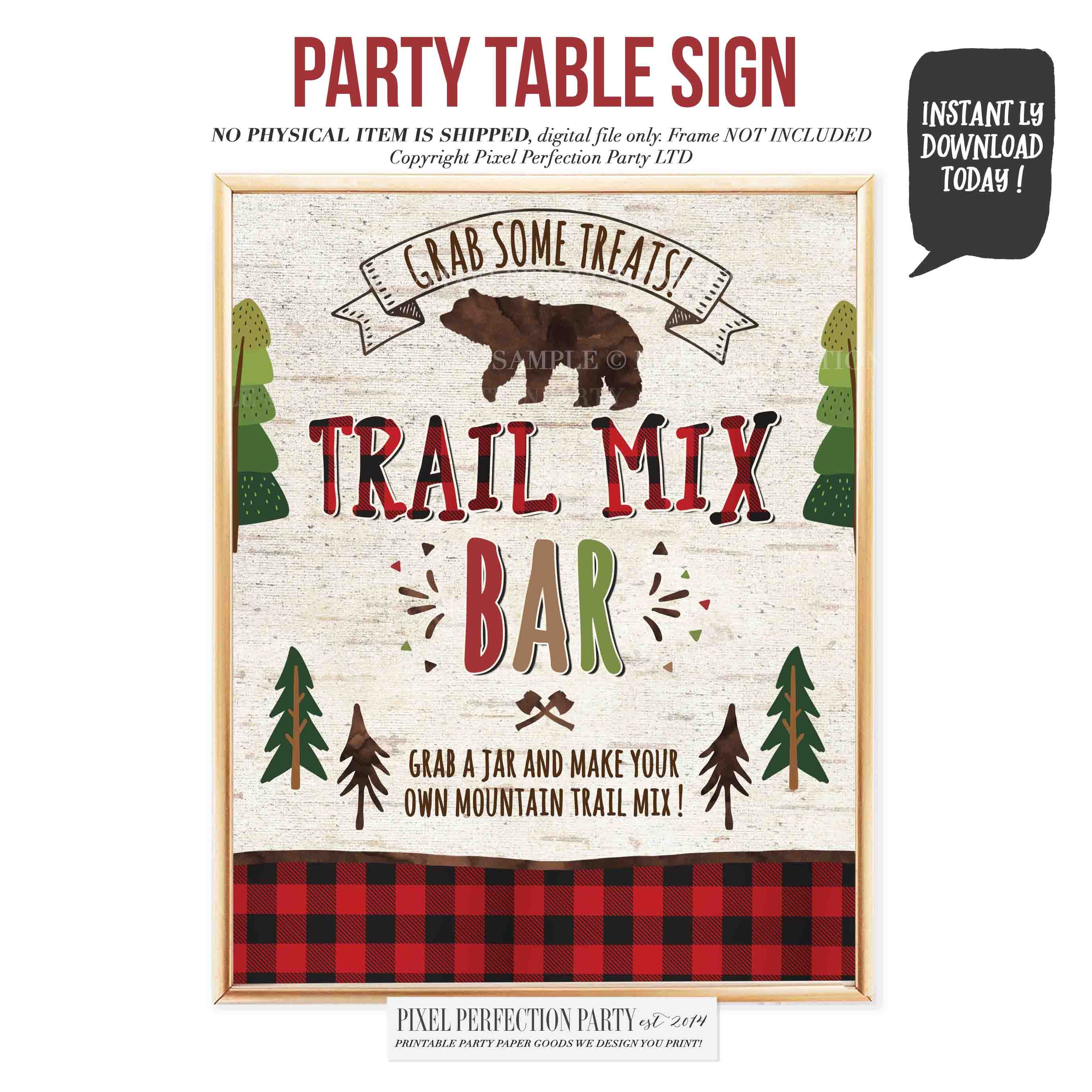 Trail Mix Bar Party Sign Trail Mix Bar Table Sign Lumberjack trail-mix-bar-party-sign-trail-mix-bar-table-sign-lumberjack