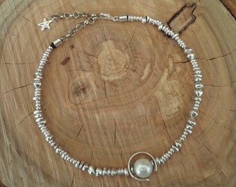 Collier De Fausses Perles En Chute (cascade) Couleur Ivoire - Belle Imitation, Bijou D'occasion