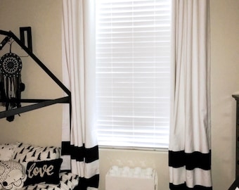 Sale Custom Black And White Striped Curtains Stripes Color Blocked Nursery