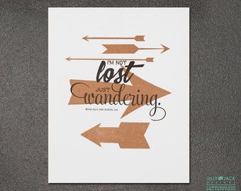 Travel Art, Wall Decor, Wall Art, Arrow Art Print, Just Wandering Arrow Letterpress Art Print, JJD_LP_ARWP