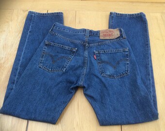 Vintage Levis 501 Jeans Denim Jeans Straight Leg Button Fly Fastening 28in Waist 31in 1980s