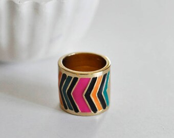 Brass enamel Adjustable ring