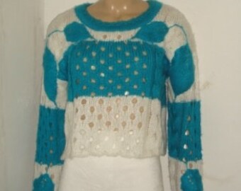 camphor sweater,tree leaves,long,sleeves,knitted,plants,round,neck,spring,summer,office,chased,discount,blue,white--MaryDengZF